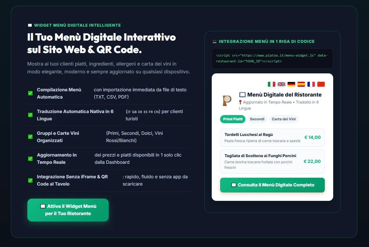 Sito Web + Menù